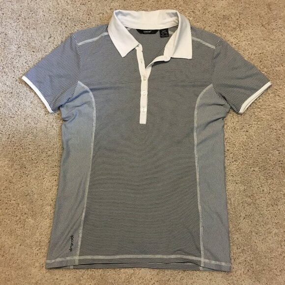 Abacus Button Collar Pinstripe Drycool Polo Golf Shirt - Picture 11 of 16